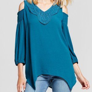 Knox Rose Teal Cold Shoulder Top